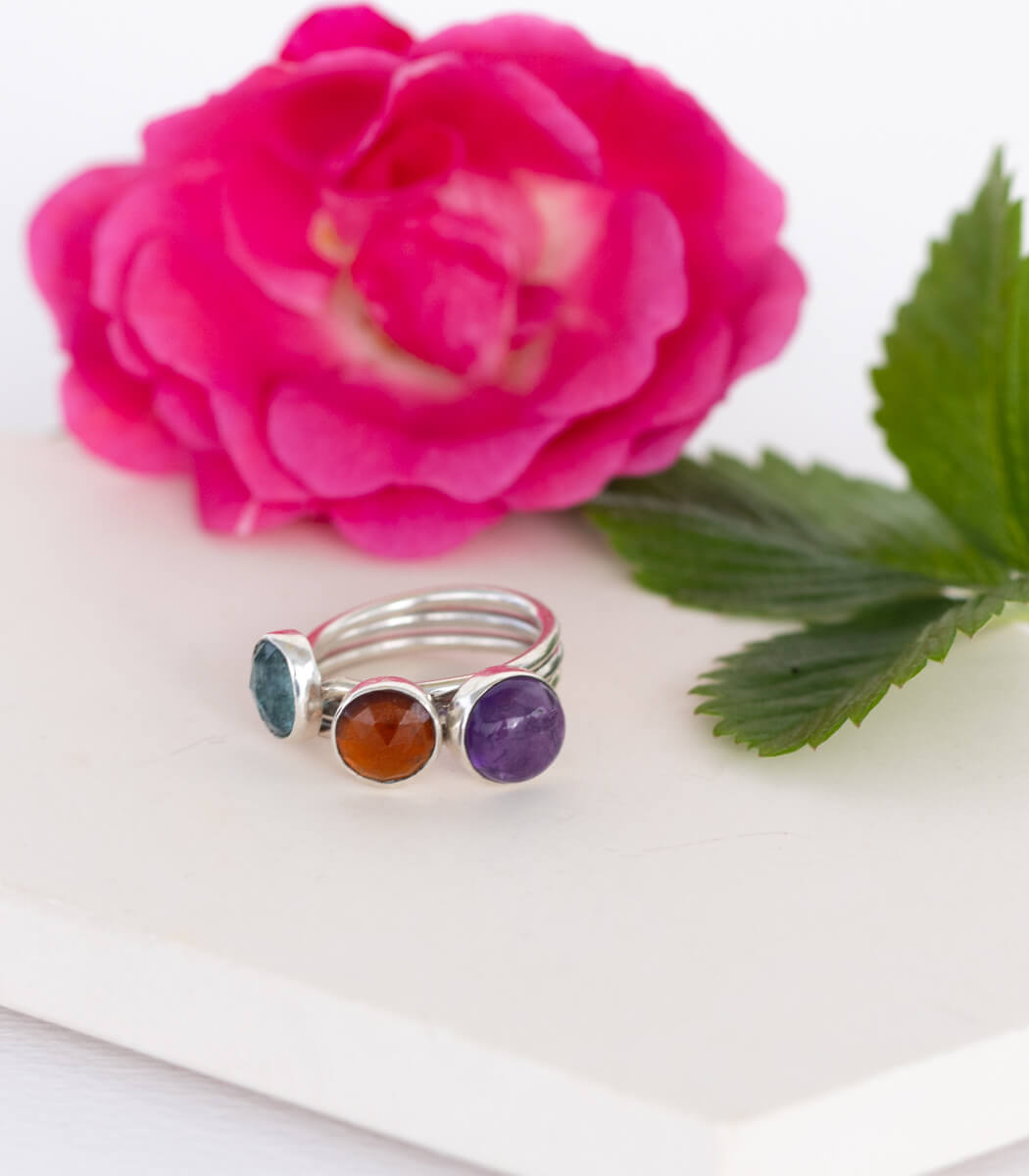Silber Ring Hessonit Granat Gr. 54 – Rückansicht, Naturschmuck Recyclingsilber goodrun
