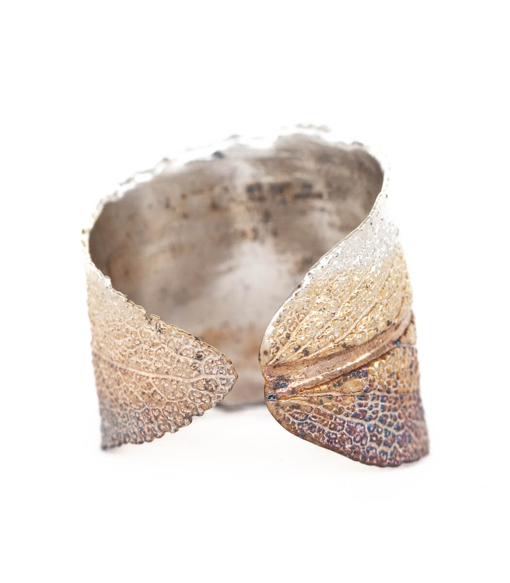 Silber Ring Salbei Gr. 49 – Nahaufnahme Blattstruktur, Naturschmuck aus Recyclingsilber goodrun