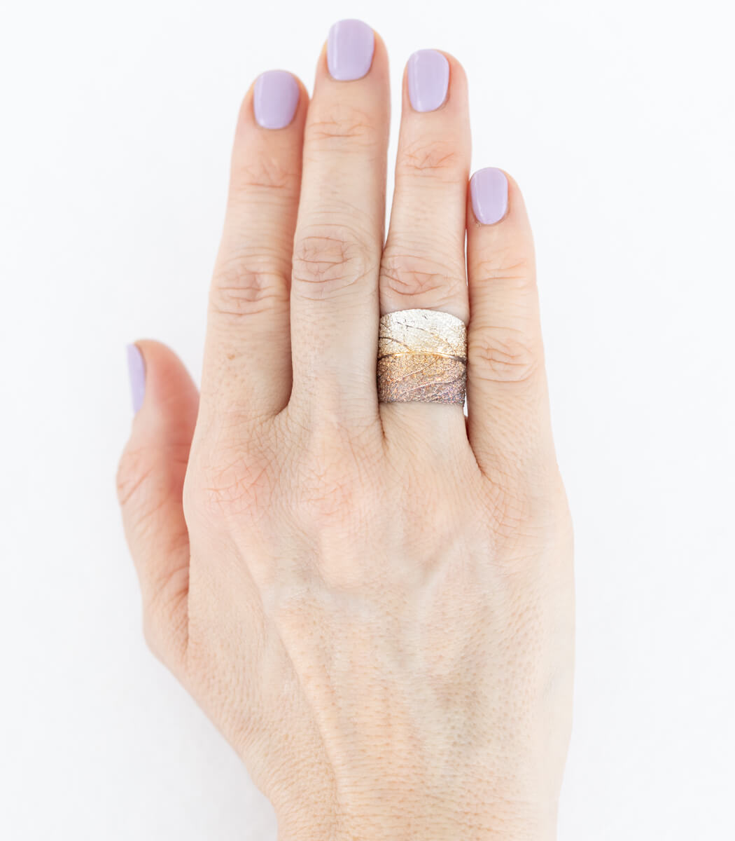 Salbei Ring Silber Gr. 54, Detailansicht Blatt, Naturschmuck handgemacht – goodrun
