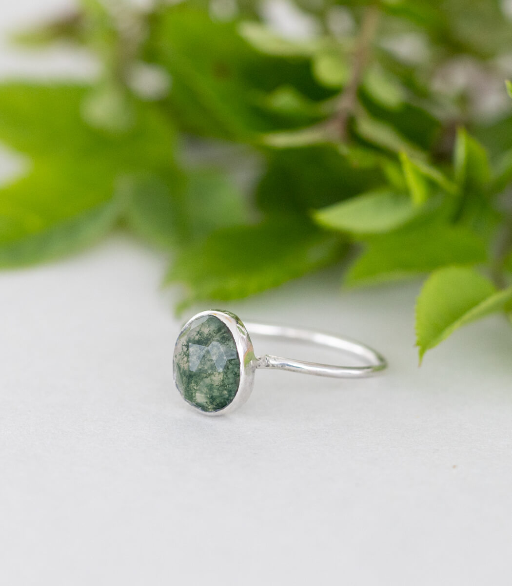 Moosachat Ring Silber Gr. 56, getragen an der Hand, Unikat – goodrun