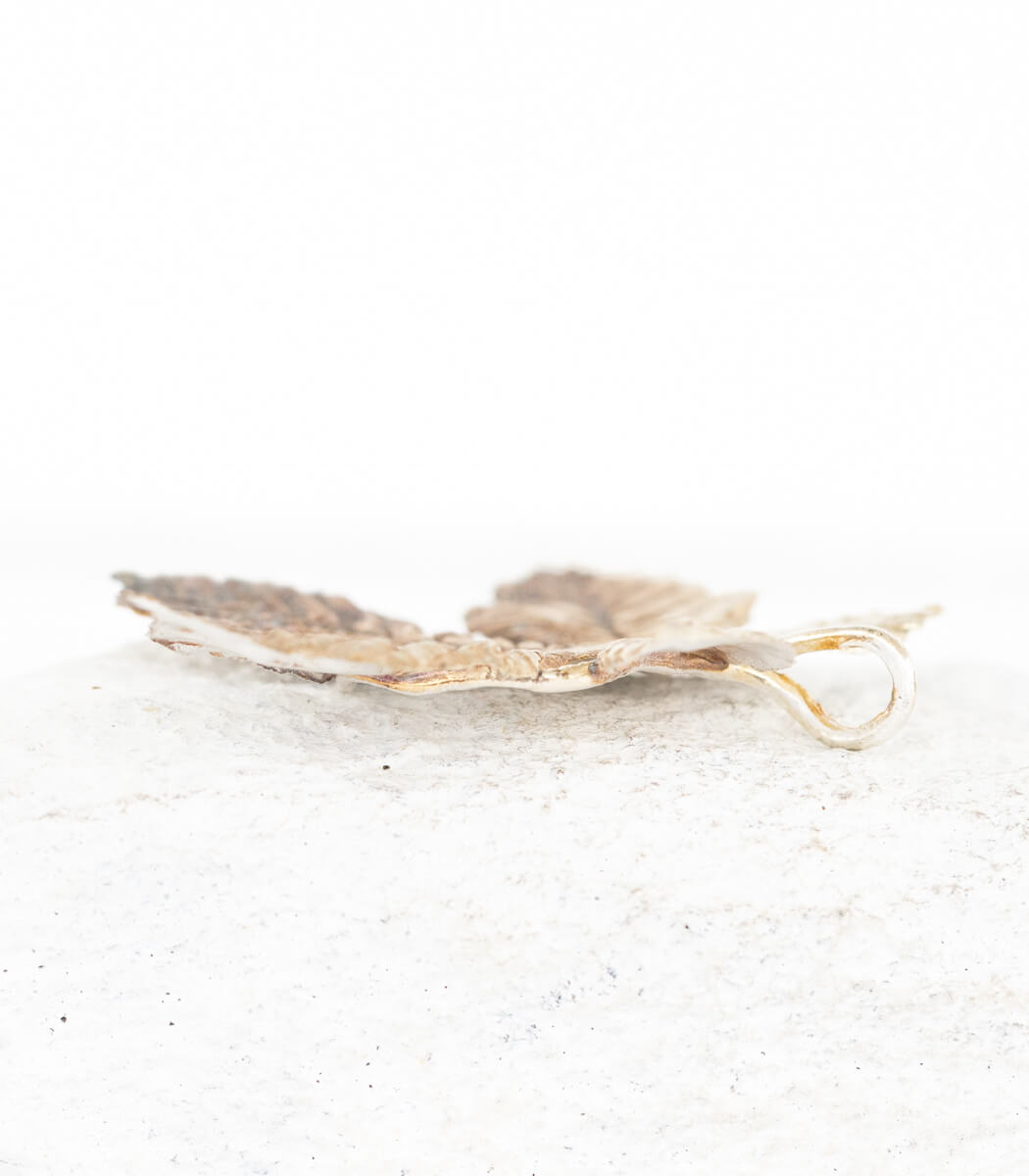 Silber Anhänger Kastanienblatt – Rückseite, Naturschmuck aus echtem Kastanienblatt von goodrun