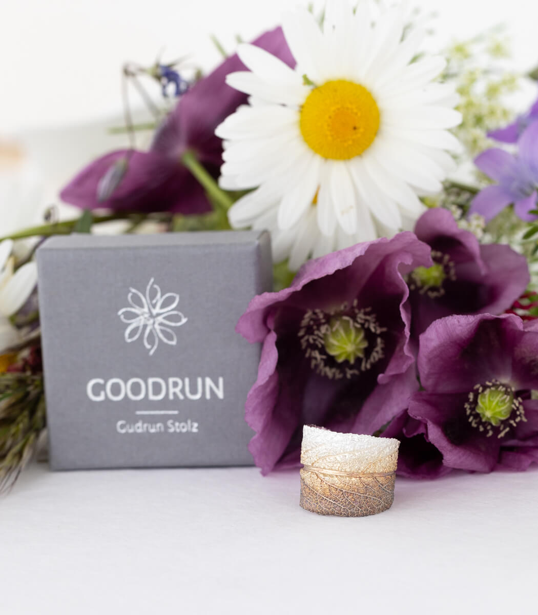 Silber Ring Salbei Gr. 59 weiteres Unikat – handgefertigter Naturschmuck aus echtem Salbeiblatt goodrun