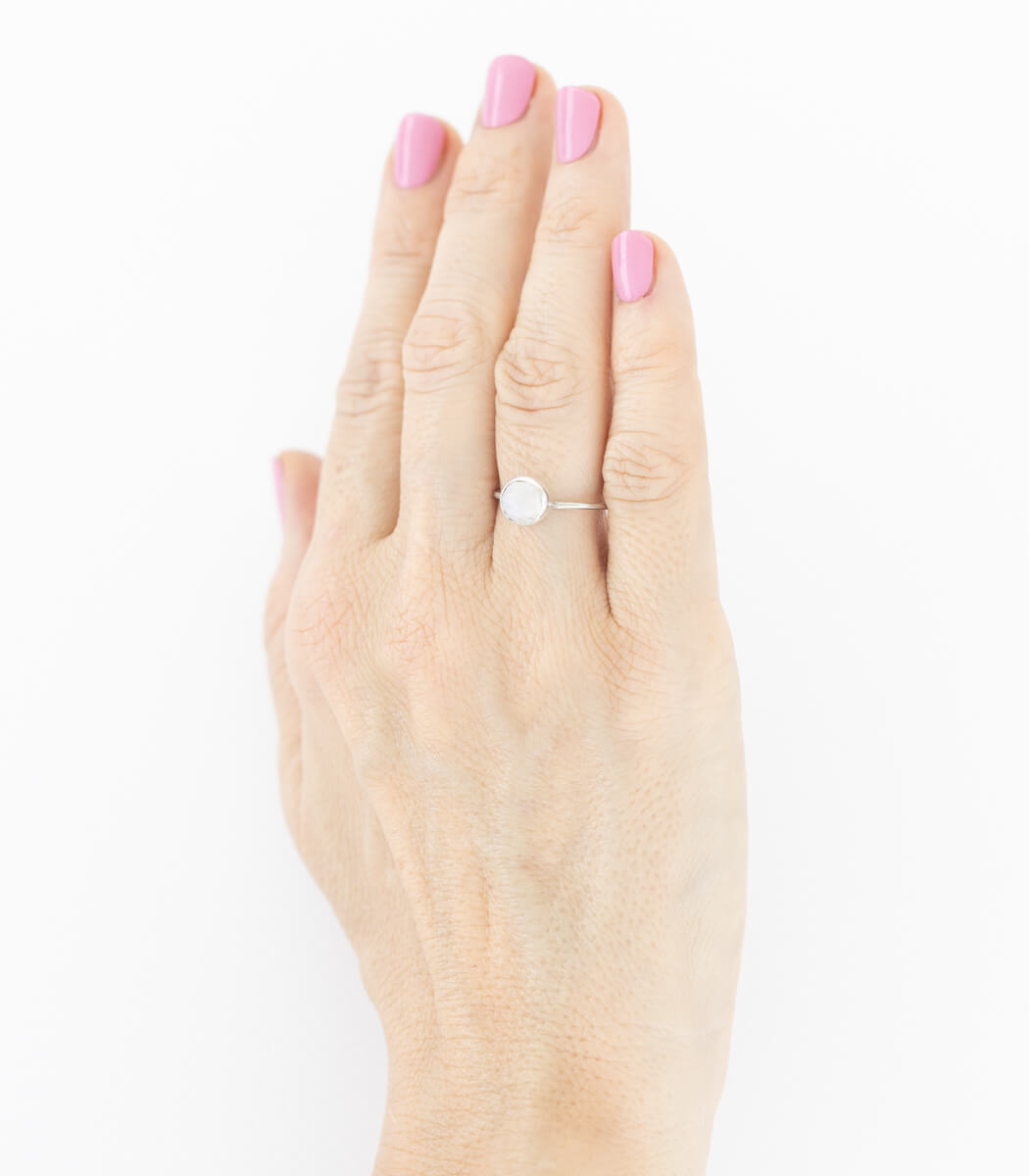 Silber Ring Mondstein Gr. 55 – Draufsicht Ringkopf, Naturschmuck Unikat goodrun