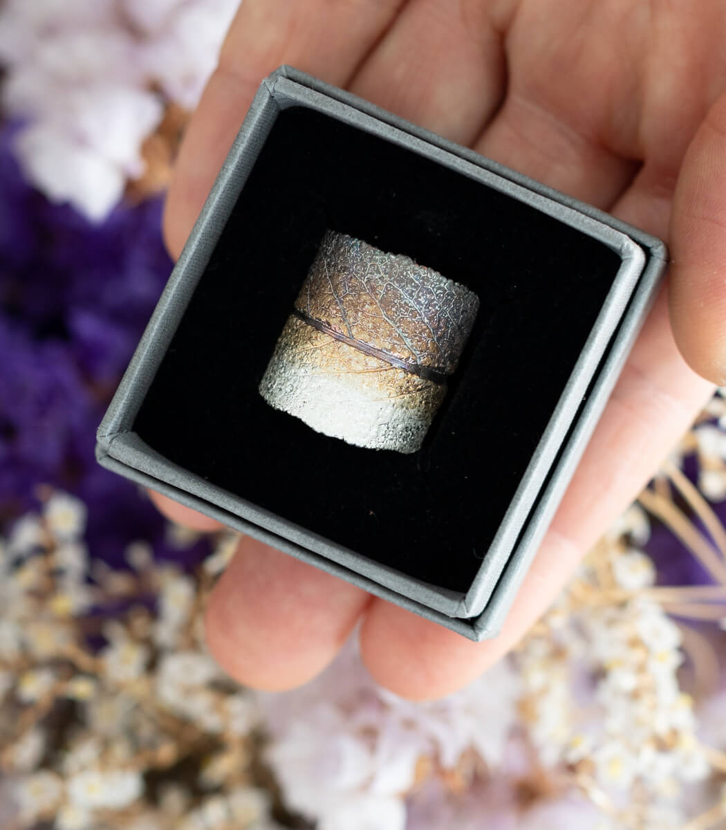 Silber Ring Salbei Gr. 60 – handgefertigter Naturschmuck aus echtem Salbeiblatt, Recyclingsilber goodrun