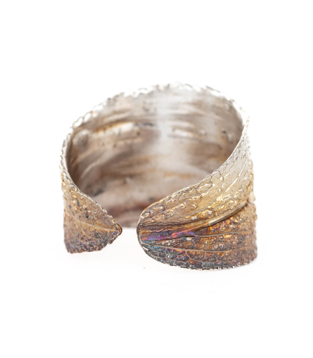 Silber Ring Salbei Gr. 49 drittes Unikat – Nahaufnahme Blattstruktur, Recyclingsilber goodrun