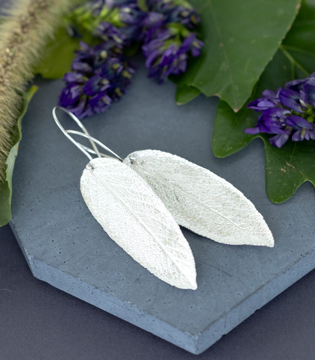 Salbeiblatt Ohrhänger Silber