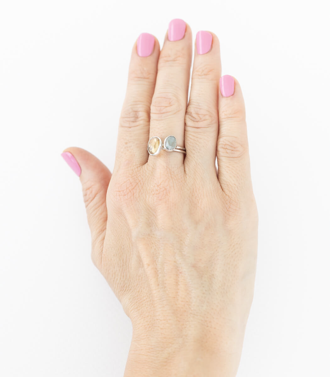 Citrin Ring Silber Gr. 58, Nahaufnahme Fassung, Unikat Naturschmuck – goodrun