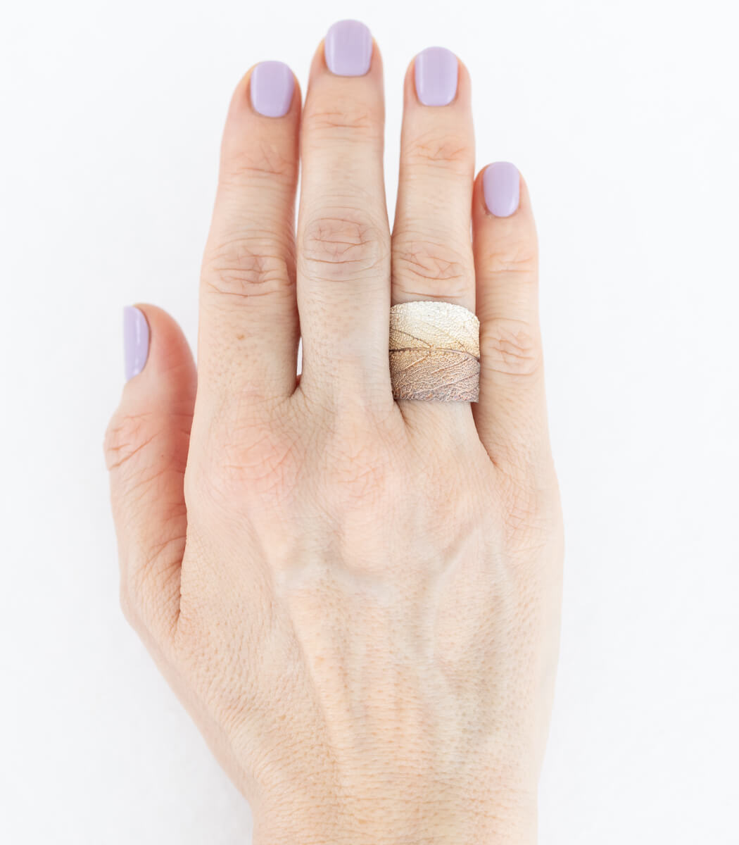 Salbei Ring Silber Gr. 58, Detailansicht Blatt, Naturschmuck handgemacht – goodrun