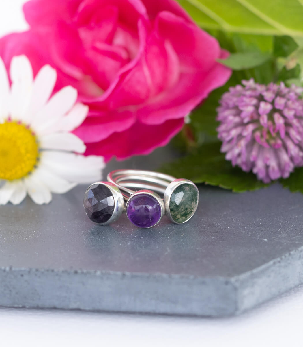 Stern Saphir Ring Silber Gr. 58, Gesamtansicht, Naturschmuck – goodrun