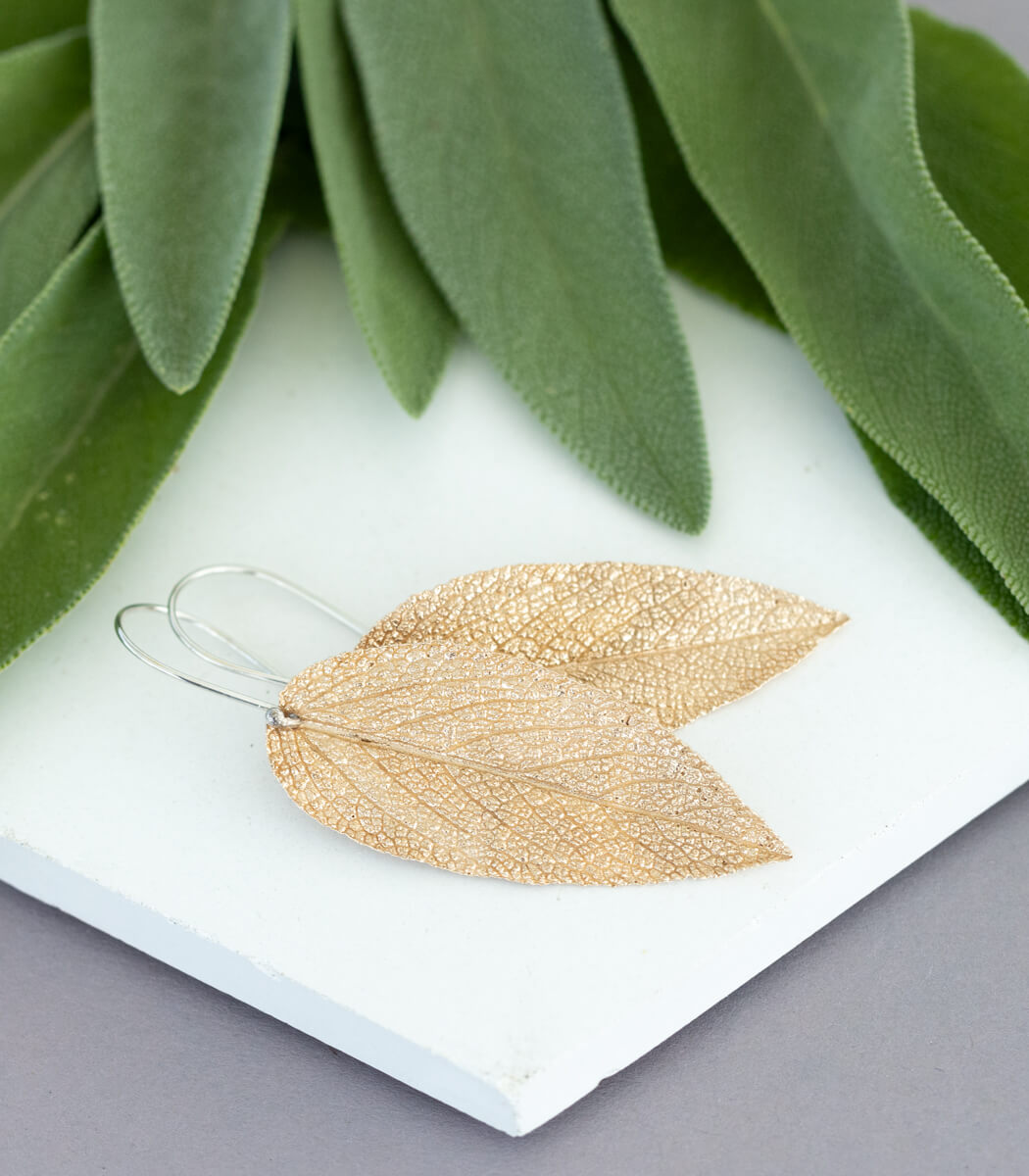 Salbeiblatt Ohrhänger Bronze