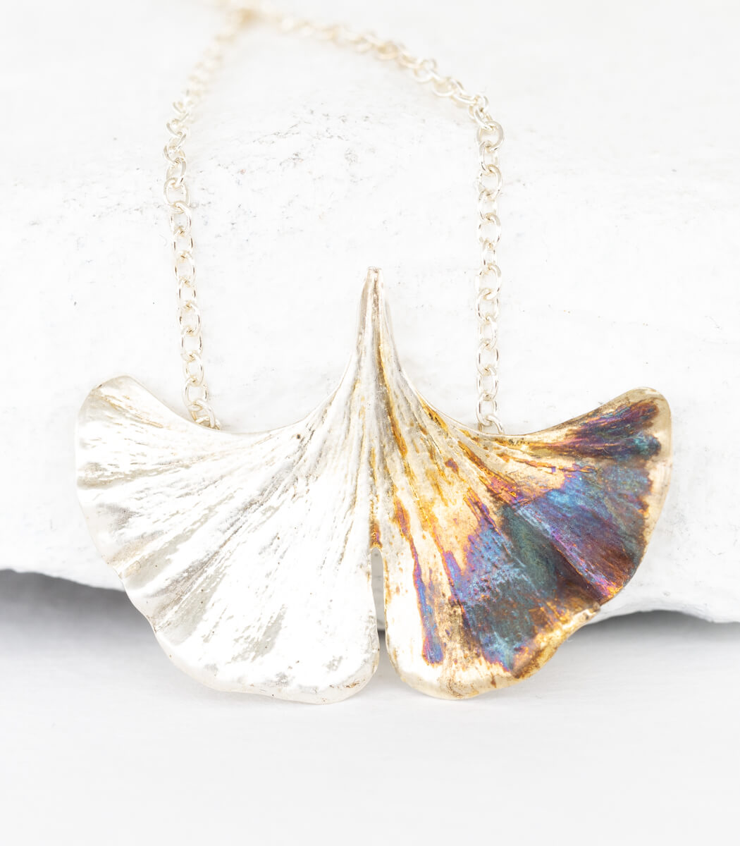 Silber Armband Ginkgoblatt – handgefertigter Naturschmuck aus echtem Ginkgoblatt, Recyclingsilber goodrun