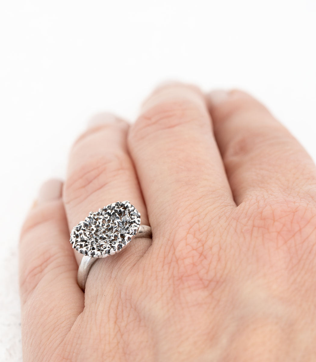 Silber Ring Korallenstruktur Gr. 55