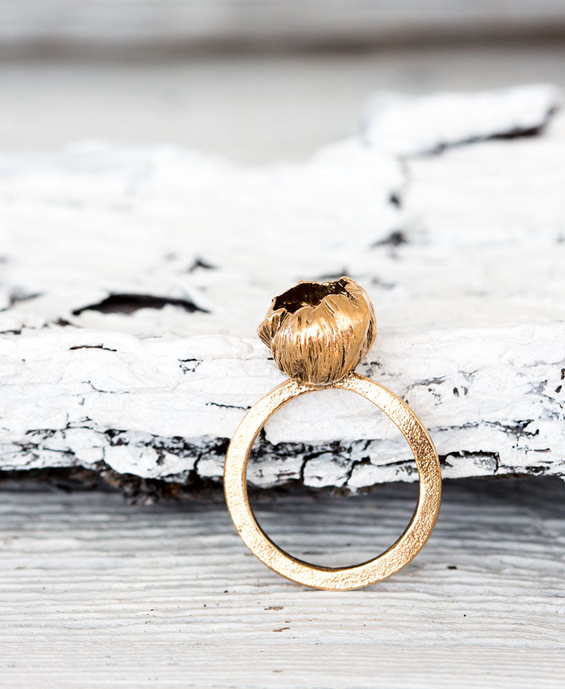 Bronze Ring Blüte Gr. 54