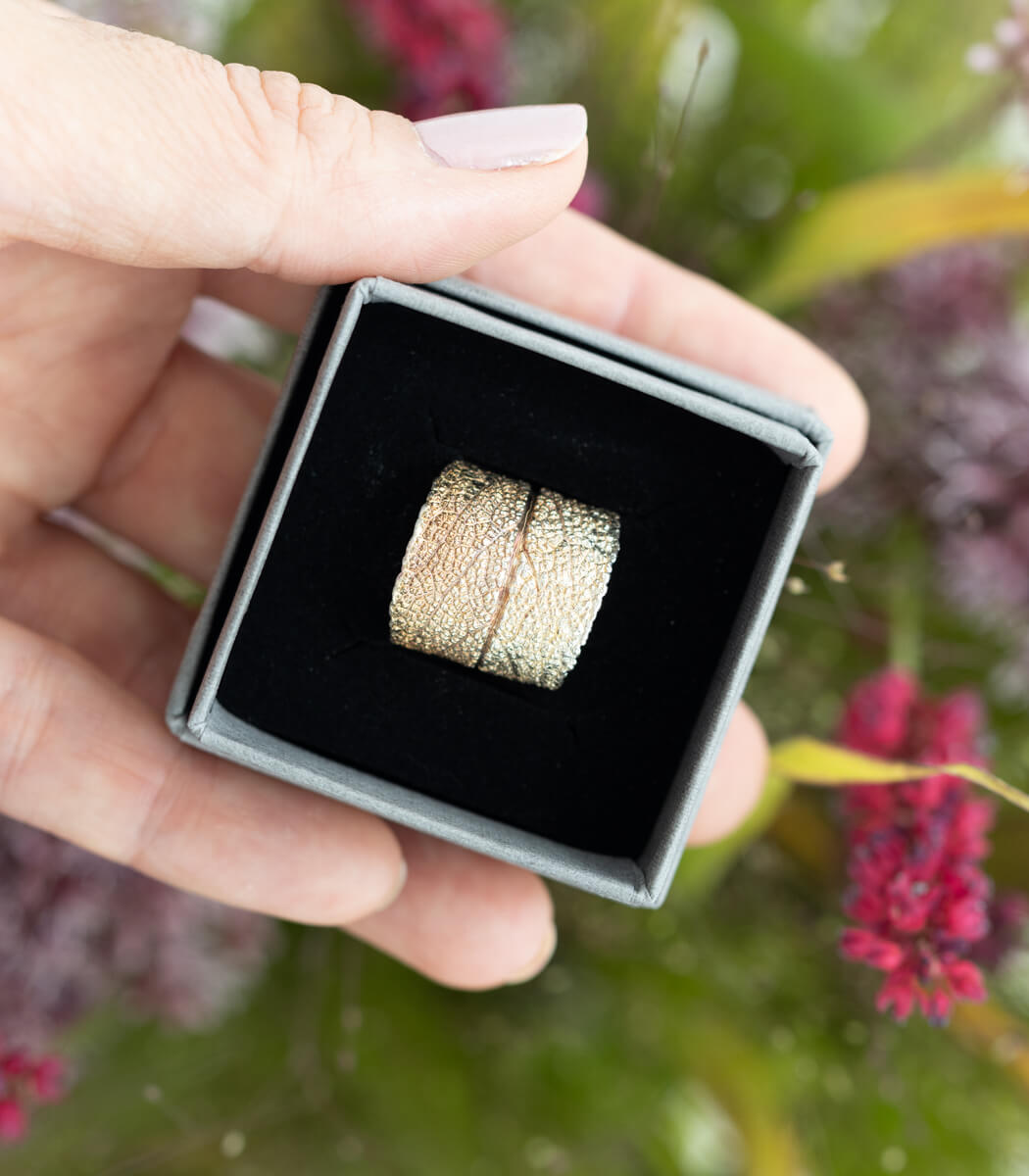 Silber Ring Salbei Gr. 53 – handgefertigter Naturschmuck Ring aus echtem Salbeiblatt, Recyclingsilber – goodrun