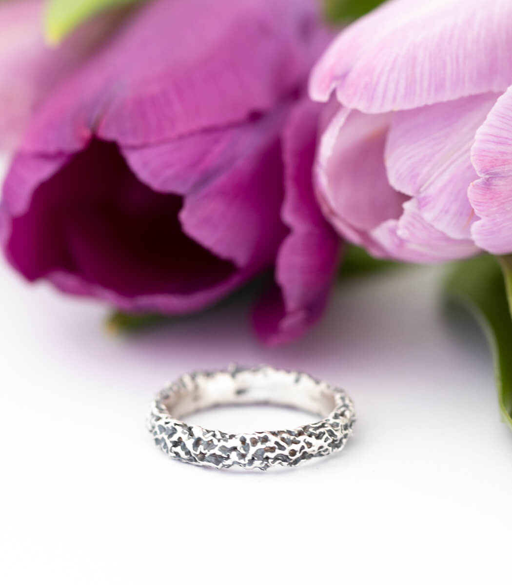 Silber Ring Korallenstruktur schmal Gr. 58