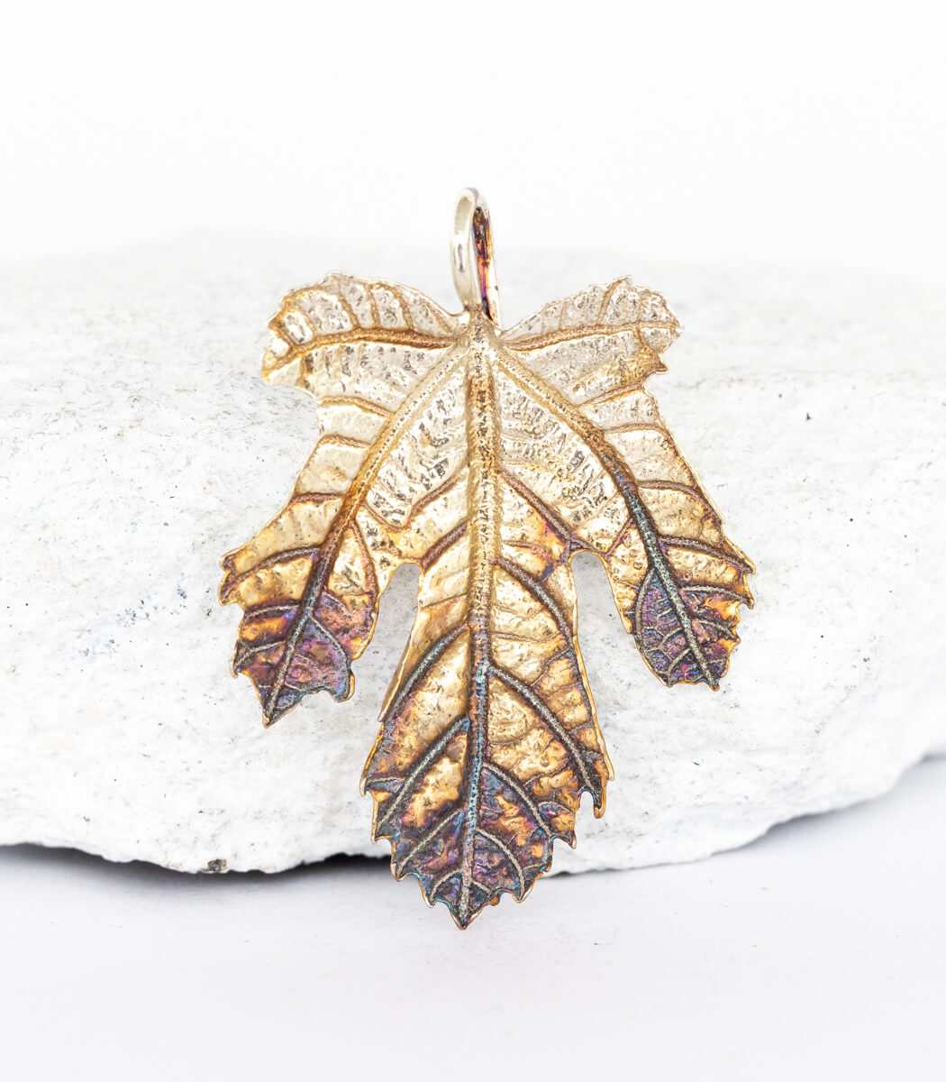 Silber Anhänger Feigenblatt – handgefertigter Naturschmuck aus echtem Feigenblatt, Recyclingsilber – goodrun