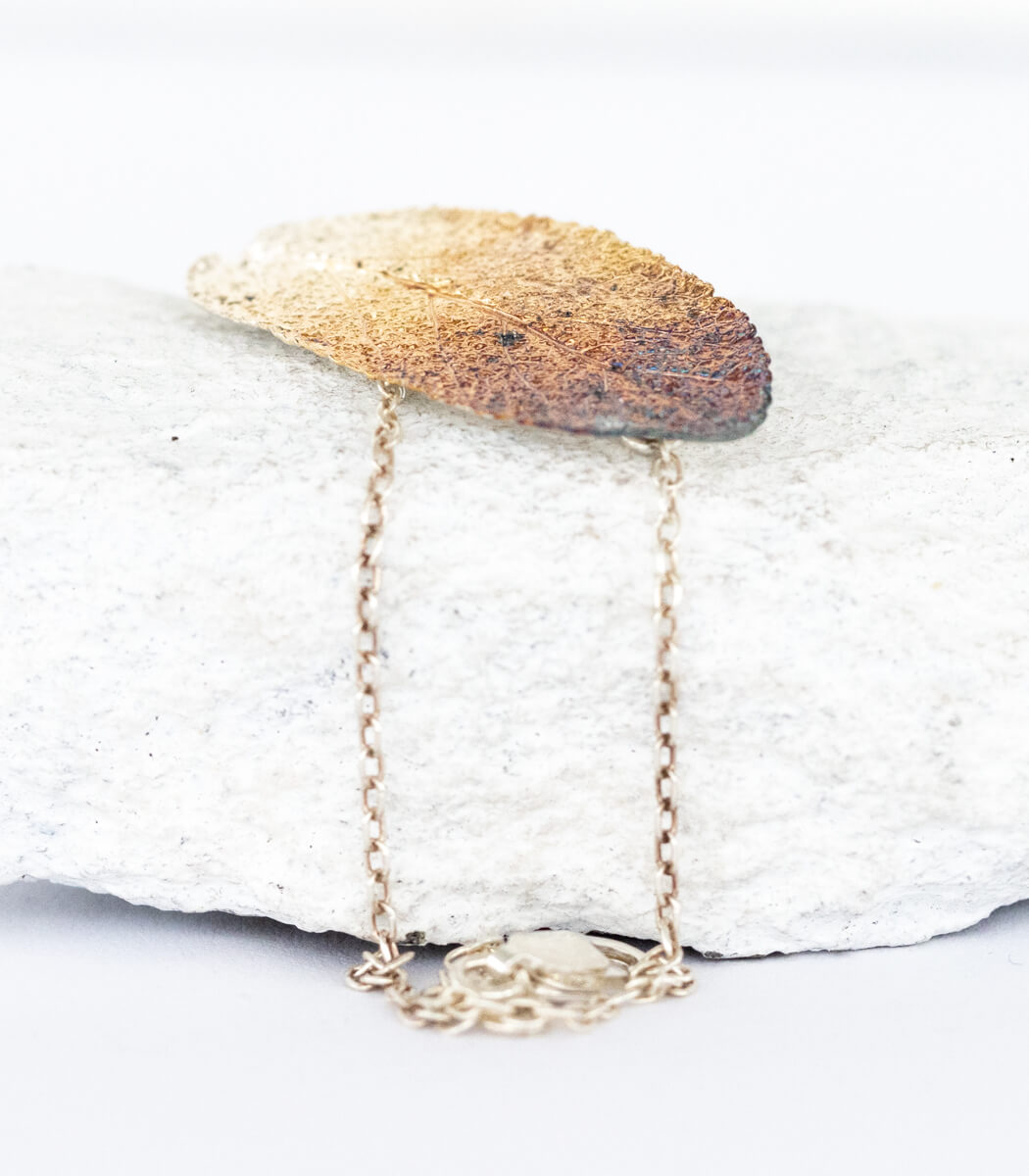 Silber Salbeiblatt Armband – Verschluss-Detail, stabiler Steckverschluss für Naturschmuck Armband