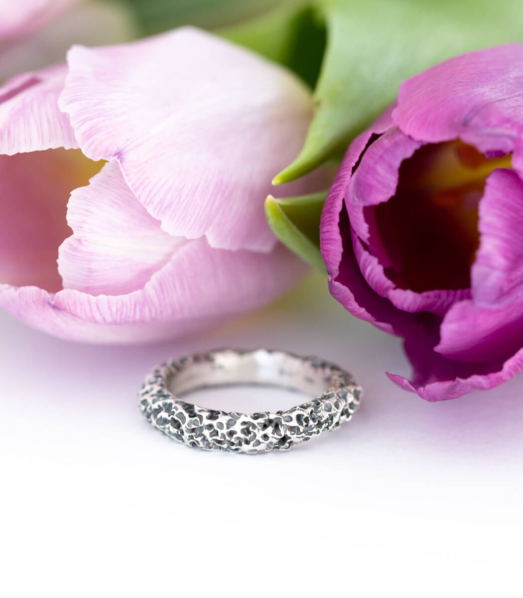 Silber Ring Korallenstruktur schmal Gr. 58