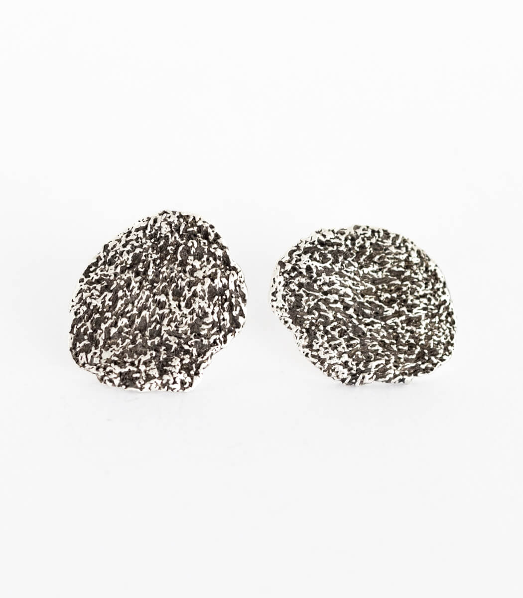 Silber Ohrstecker Baumrinde – handgefertigte Naturschmuck Ohrstecker mit echter Baumrindenstruktur, Recyclingsilber – goodrun