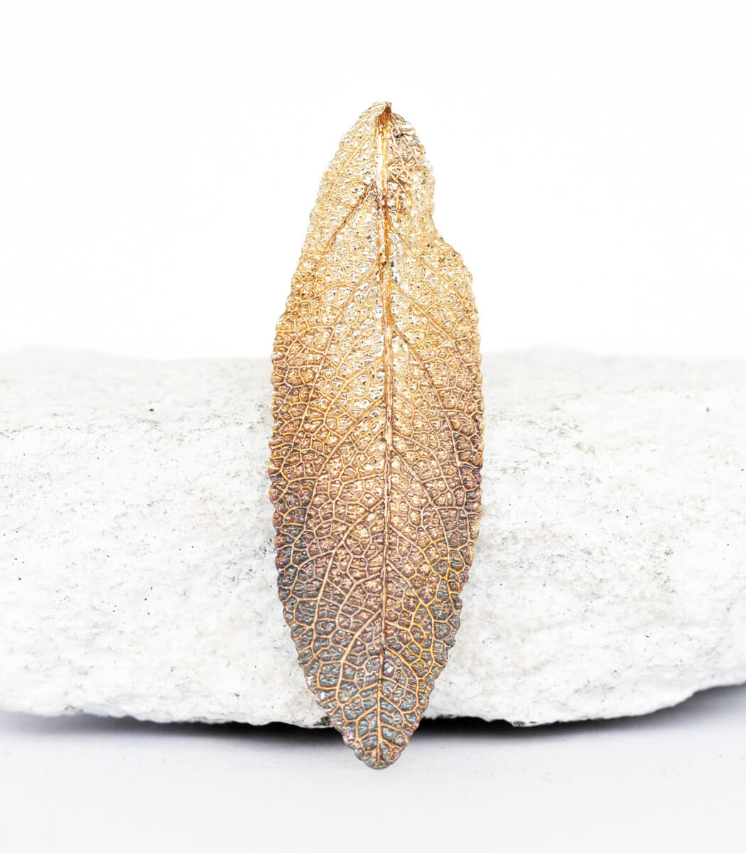 Silber Brosche Salbeiblatt – fünftes Unikat, handgefertigter Naturschmuck aus echtem Salbeiblatt – goodrun