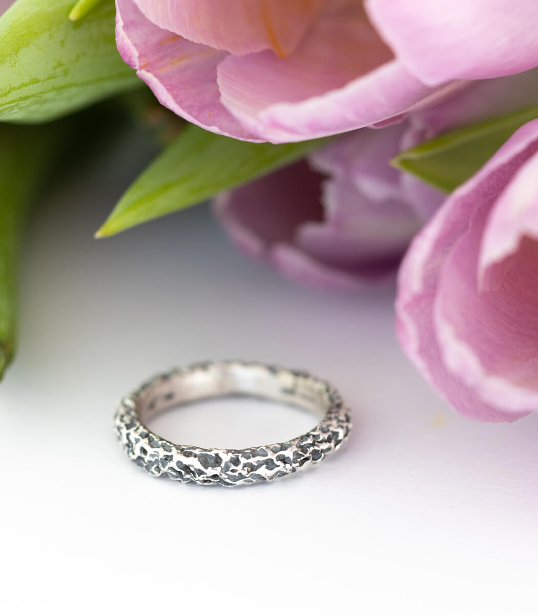 Silber Ring Korallenstruktur schmal Gr. 54