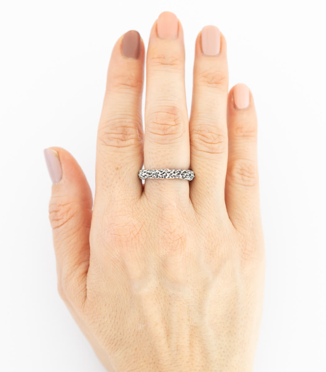 Silber Ring Korallenstruktur schmal Gr. 59