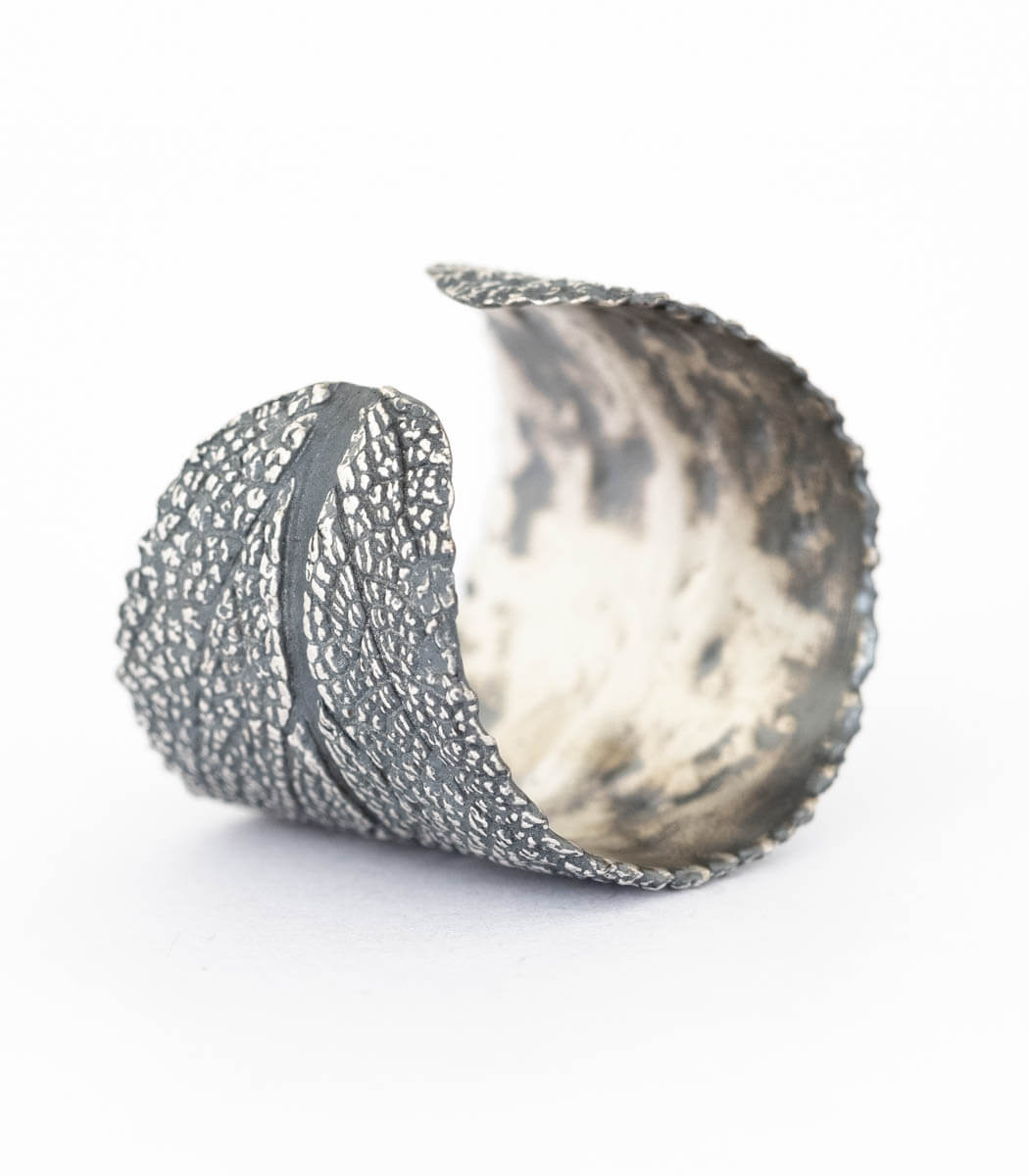 Silber Ring Salbeiblatt Gr. 57 – Innenseite und Ringschiene, handgefertigter Schmuck von goodrun