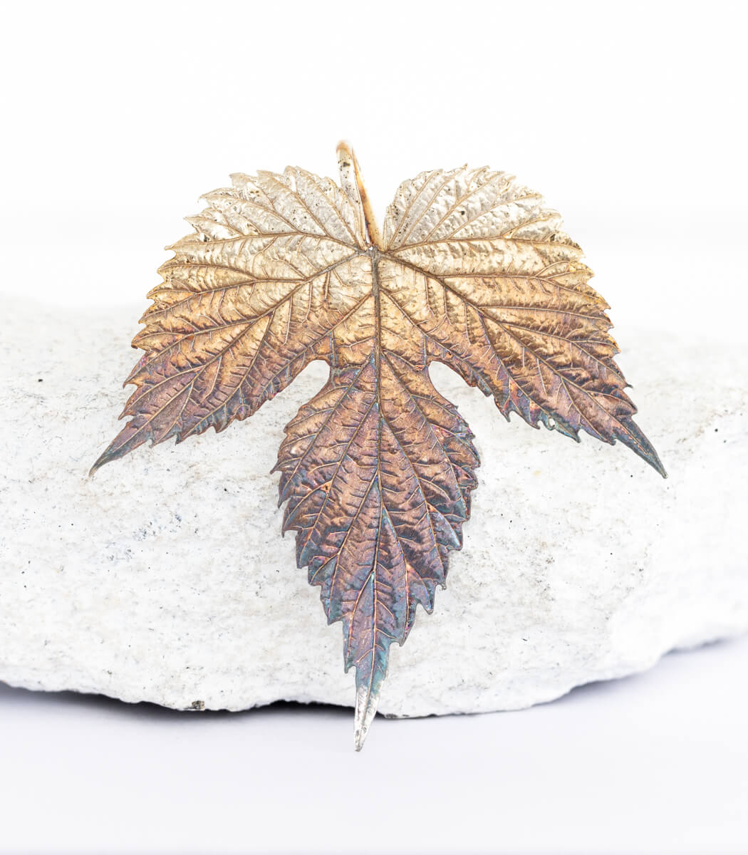 Silber Anhänger Hopfenblatt zweites Unikat – handgefertigter Naturschmuck aus echtem Hopfenblatt goodrun