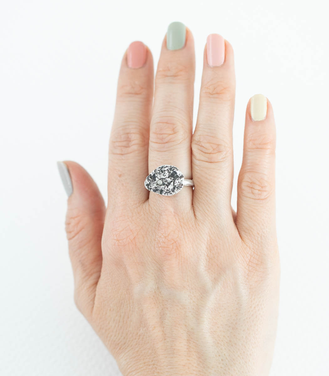 Silber Ring Stein Gr. 57