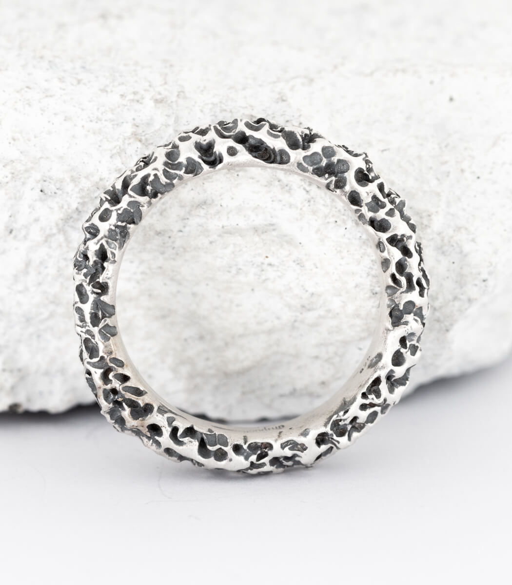 Silber Ring Korallenstruktur schmal Gr. 58