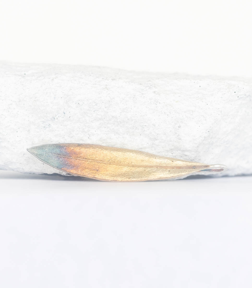 Silber Anhänger Olivenblatt – zweites Unikat, handgefertigter Naturschmuck aus echtem Olivenblatt – goodrun